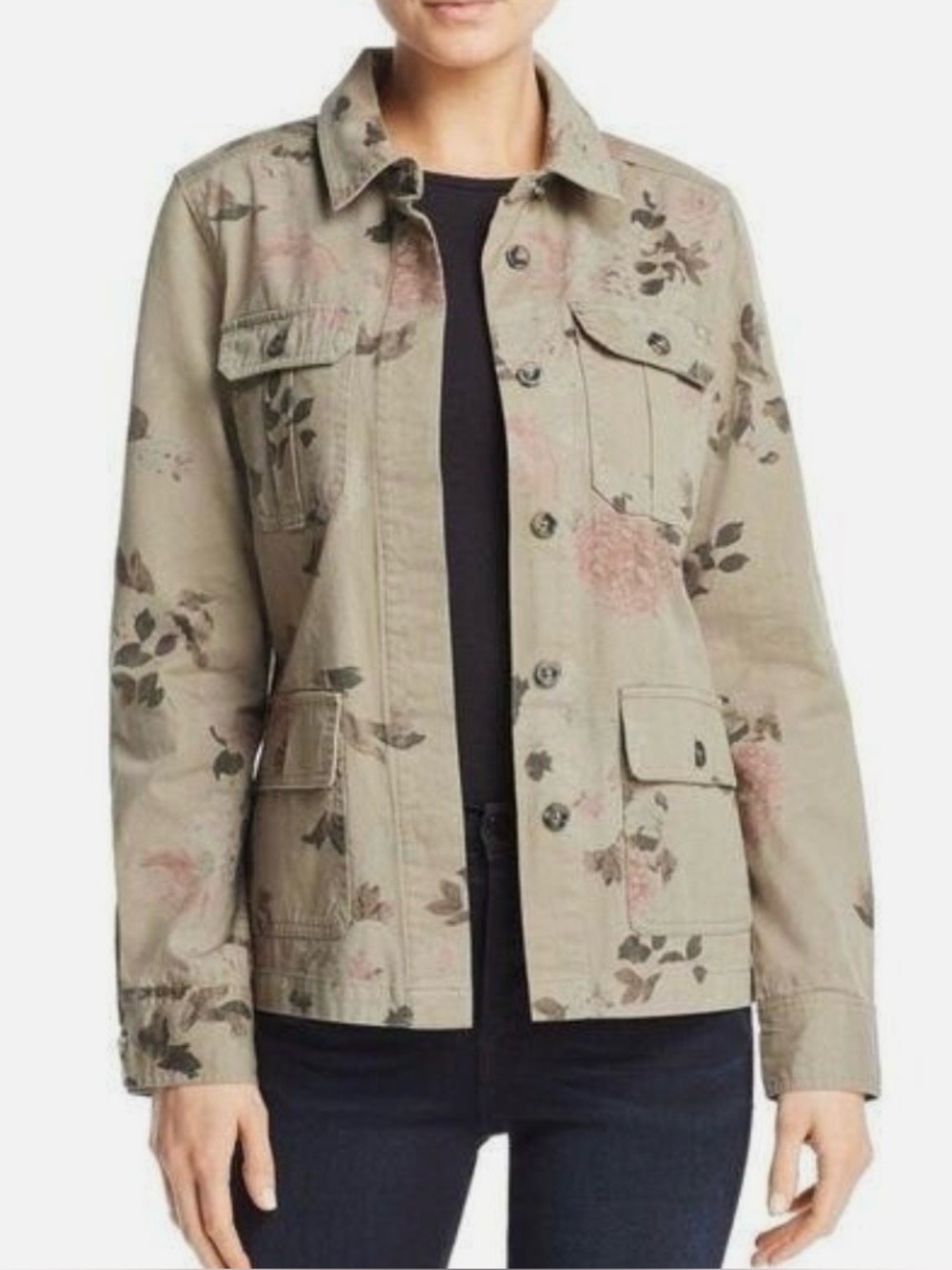AQUA Floral Print Army Jacket |Basil Camo/Green| SZ M | Great Condition